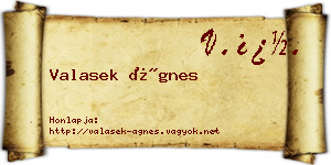 Valasek Ágnes névjegykártya